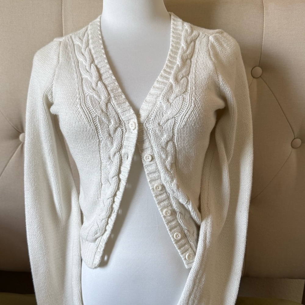 Y2K Hollister Cream Cable Knit Cardigan